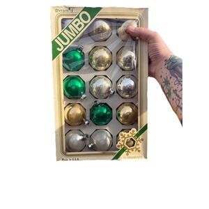 Vintage Pyramid Glass Kitschy Christmas Ornaments Multi Color 15 Pack 2.5" USA